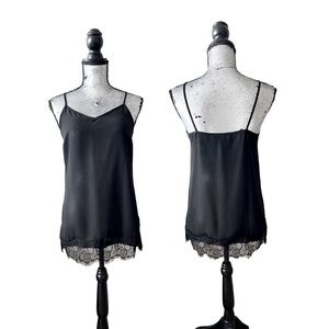 𝅺⭐️2 FOR $20⭐️ COMO BLACK Camisole Blouse With Lace Hem. Black size Small.